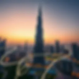Breathtaking view of Burj Khalifa at sunset