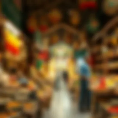 Vibrant souk showcasing traditional crafts and spices