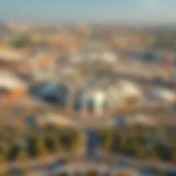 Aerial view of Expo 2020 site showcasing the architectural designs