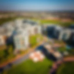 Aerial view of Fox Hills showcasing modern architecture and green spaces