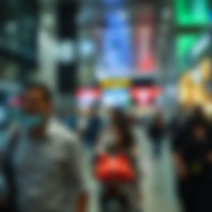 Banking Activity During Holiday Periods A bustling bank during holiday transactions