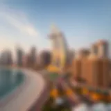 Stunning view of JBR skyline with luxurious hotels