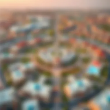 Aerial Perspective of Jumeirah Village Circle Aerial view of Jumeirah Village Circle showcasing the community layout