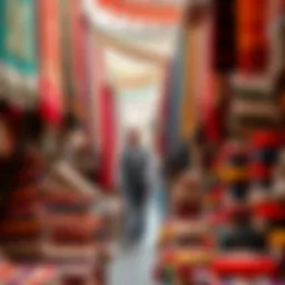 Vibrant market scene at Karama Souk showcasing colorful textiles