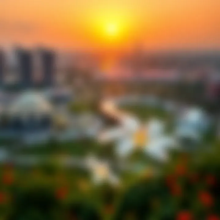 Sunset View of Meraas Central Park Panoramic view of Meraas Central Park during sunset