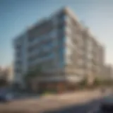 Vibrant street view of Al Nahda showcasing modern apartment buildings