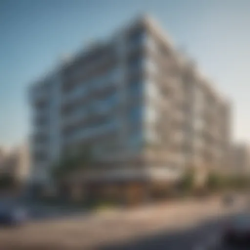 Vibrant street view of Al Nahda showcasing modern apartment buildings