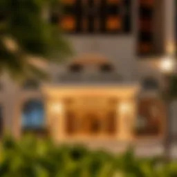 Luxurious hotel entrance in Satwa, showcasing architectural beauty