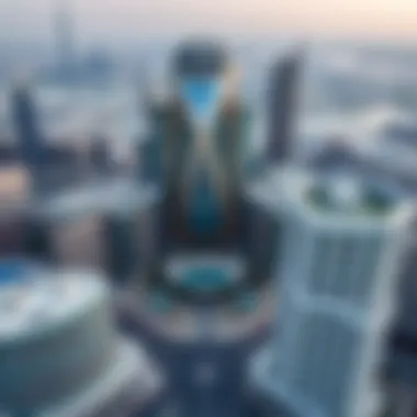 Innovative Architecture in the UAE Aerial view of Dubai skyline showcasing modern architecture