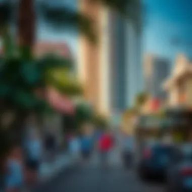 Dynamic Neighborhood of Palm Tower Vibrant community atmosphere surrounding Palm Tower Residences