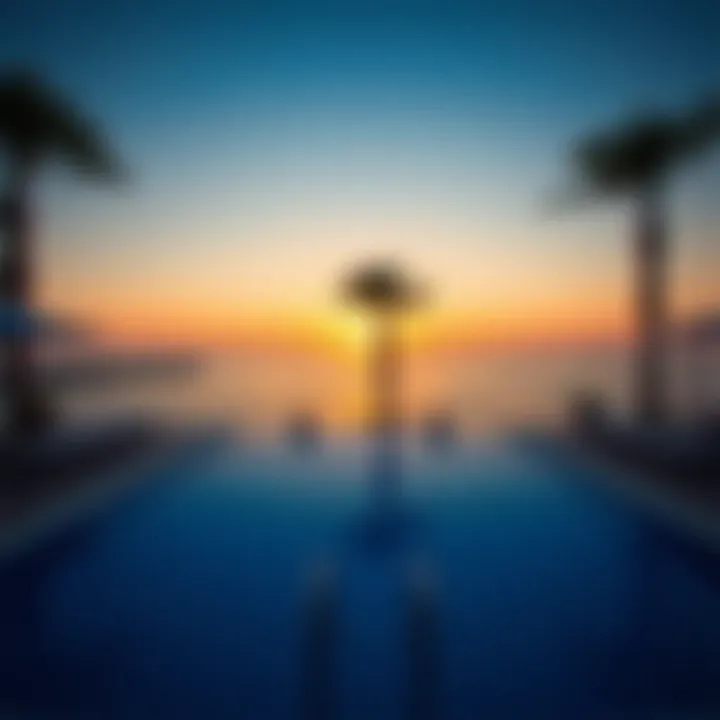 Intimate setting of a private pool at sunset