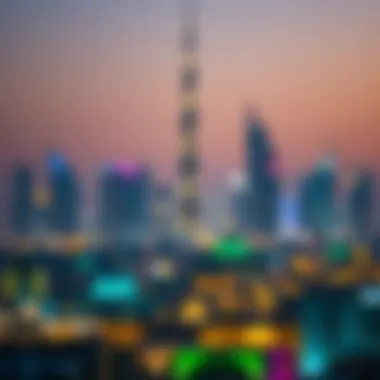 Dubai Skyline Illuminated for Ramadan Dubai skyline during Ramadan