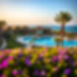 A stunning view of Roda Beach Resort with the azure sea in the background