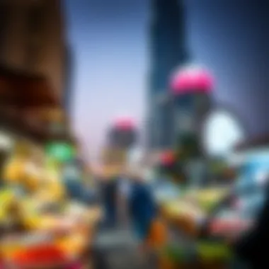 Economic Vibrancy of Dubai A bustling market in Dubai representing economic growth