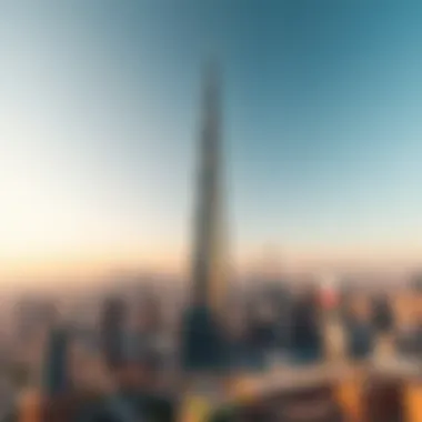 Aerial view showcasing the Burj Khalifa in the Dubai skyline
