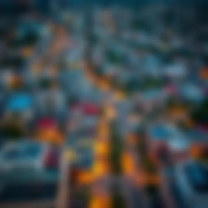 Aerial view of vibrant Dubai neighborhoods showcasing diverse properties