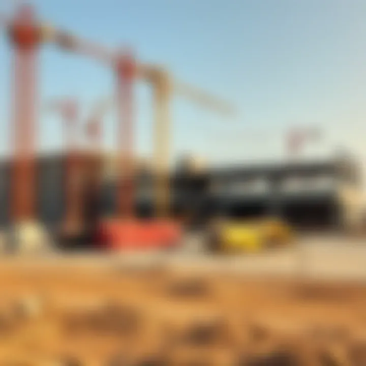 Construction site with machinery and equipment in Dubai