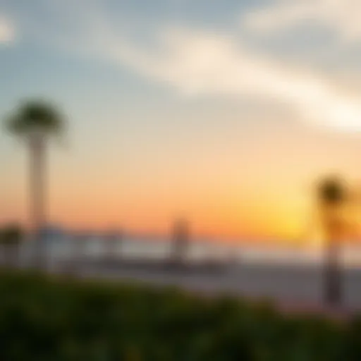 Stunning view of Dubai's city beach at sunset