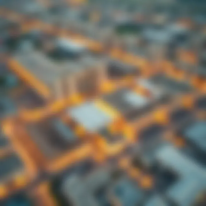 Aerial view of Al Quoz highlighting warehouse locations